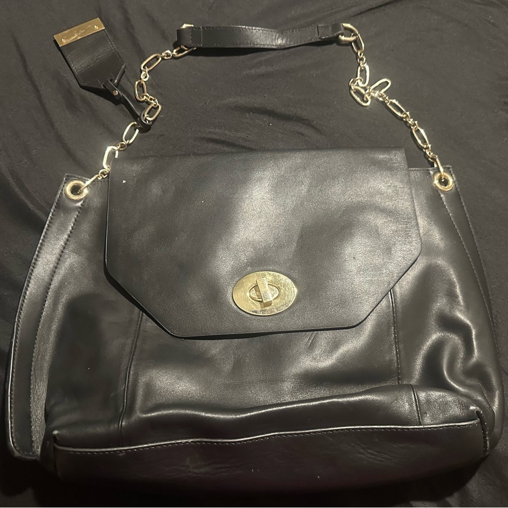 ANTONIO MELANI Black Shoulder Bag with Gold Hardware